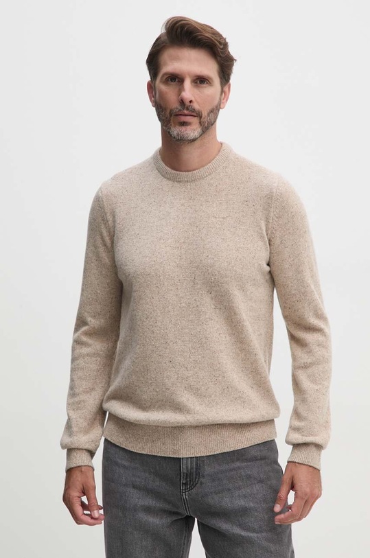 Barbour sweter wełniany wełna beżowy MKN0844