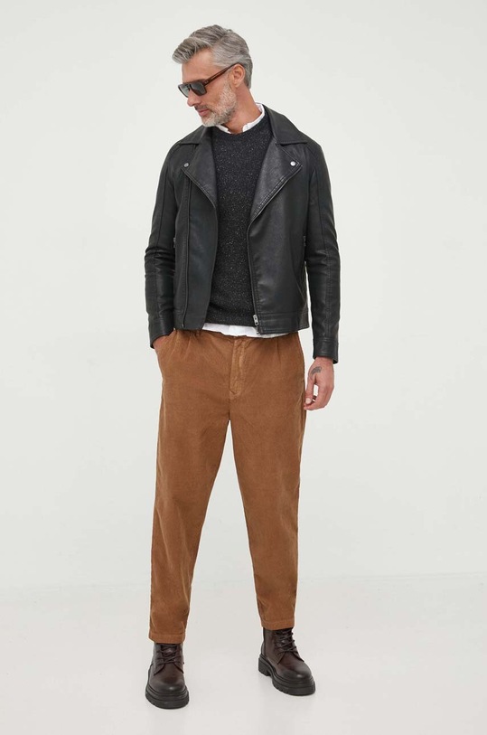 Barbour sweter wełniany MKN0844 czarny AA00