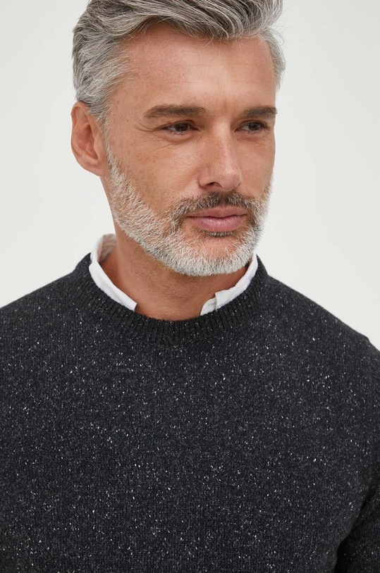 Barbour sweter wełniany czarny MKN0844