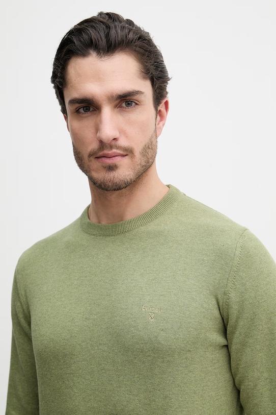 Barbour sweter bawełniany Essentials zielony MKN0932