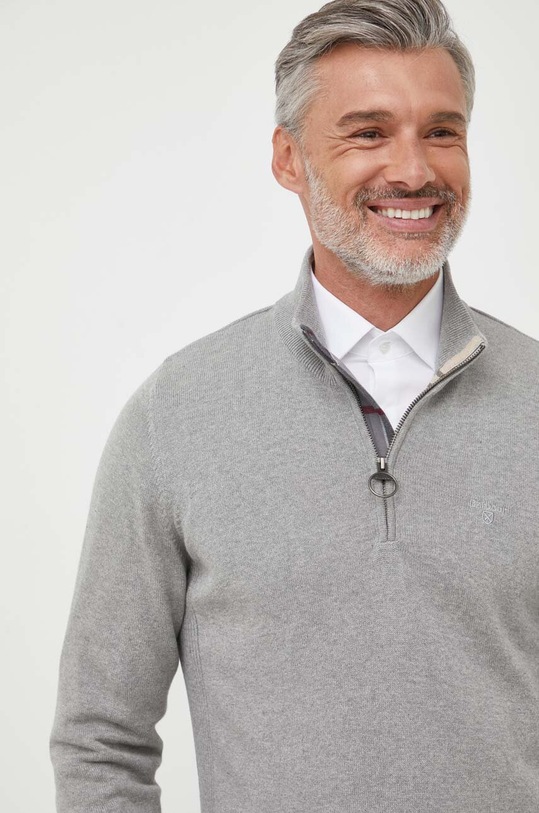 Barbour sweter bawełniany bawełna szary MKN1074
