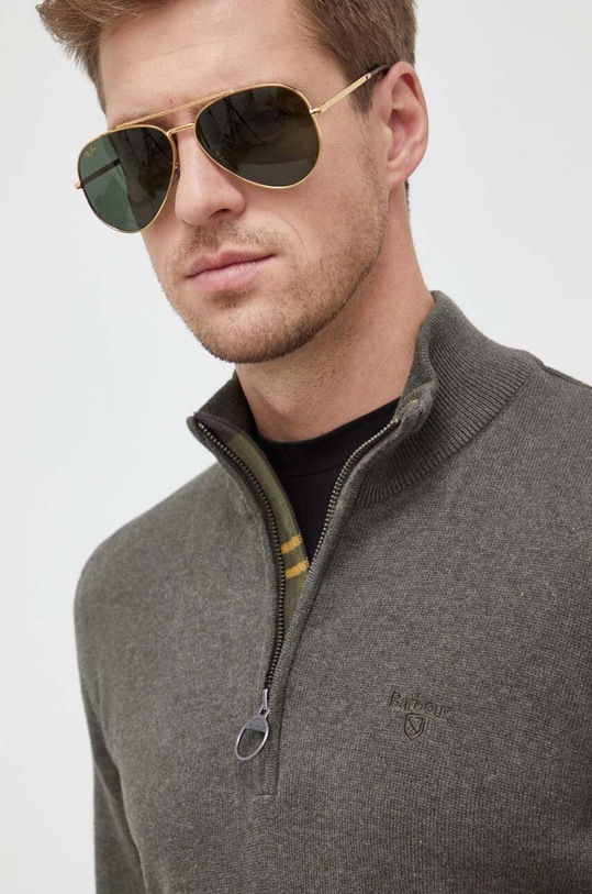 Barbour sweter bawełniany zielony MKN1074