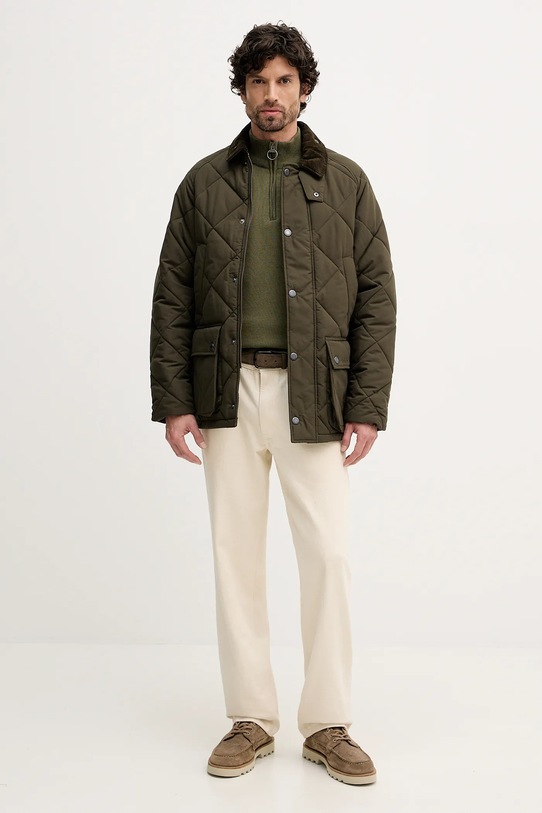 Barbour sweter bawełniany MKN1074 zielony AW25