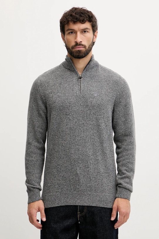 Barbour sweter wełniany szary MKN1187