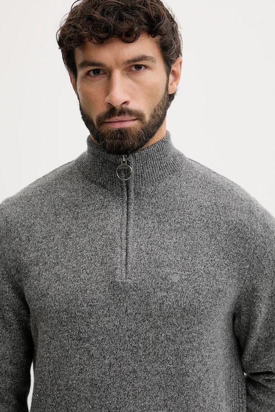 Barbour sweter wełniany szary MKN1187