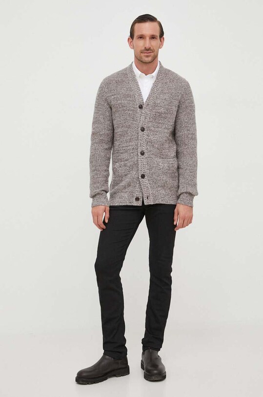 Vuneni kardigan Barbour Sid MKN1484 siva AW23