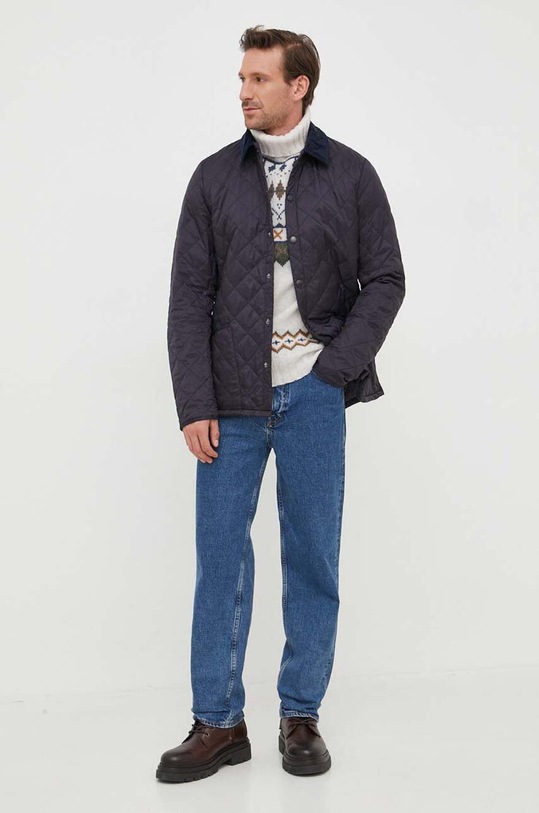 Vlněný svetr Barbour Roose Fair Isle Rollneck MKN1492 šedá AA00