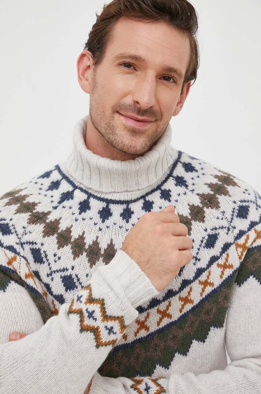 Vuneni pulover Barbour Roose Fair Isle Rollneck siva MKN1492