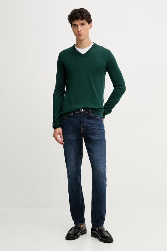 HUGO sweter wełniany 50474172 zielony AW25