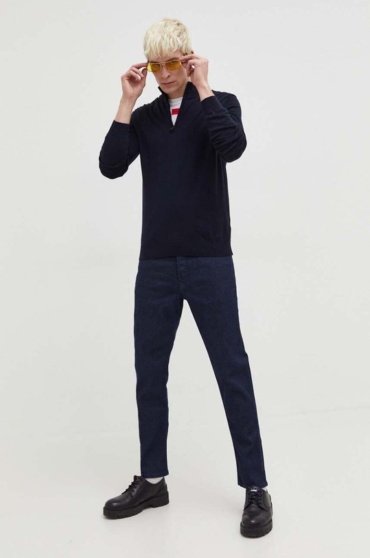 HUGO sweter wełniany 50474175 granatowy AW23