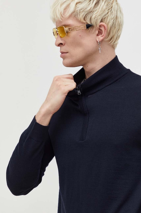 HUGO sweter wełniany granatowy 50474175