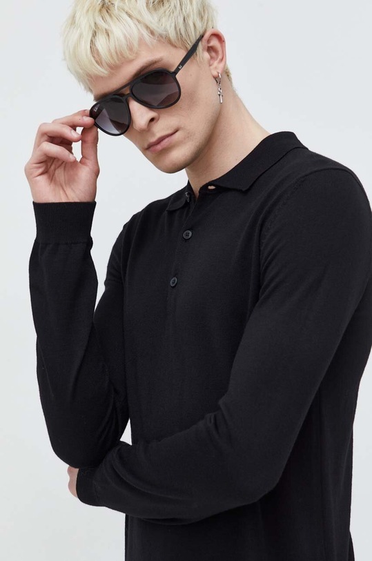 HUGO sweter wełniany czarny 50474182