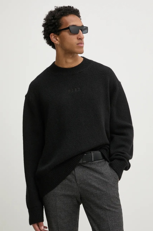 HUGO sweter wełniany czarny 50499970