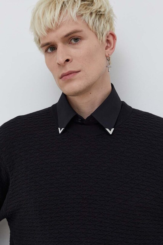 HUGO pulover de bumbac negru 50500007