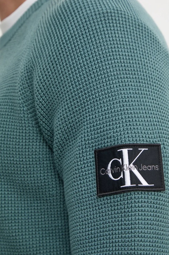 Хлопковый свитер Calvin Klein Jeans J30J323989 бирюзовый