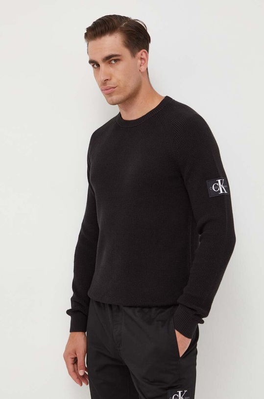 Bavlnený sveter Calvin Klein Jeans čierna J30J323989
