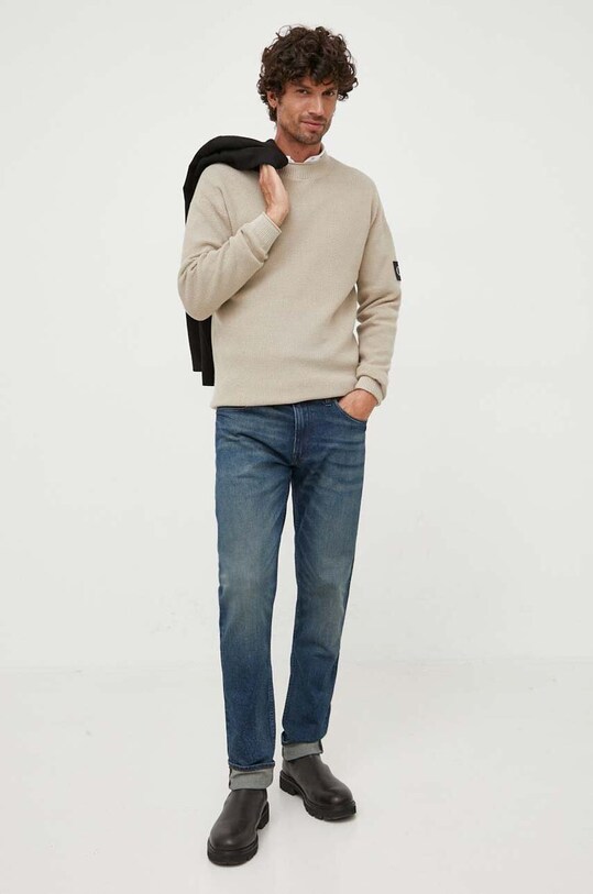 Pulover Calvin Klein Jeans J30J323986 bež AW24