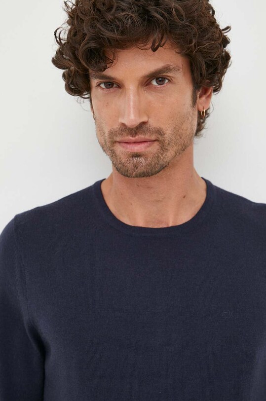 Vlnený sveter Calvin Klein tmavomodrá K10K109474