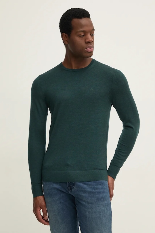 Calvin Klein pulover de lana verde K10K109474
