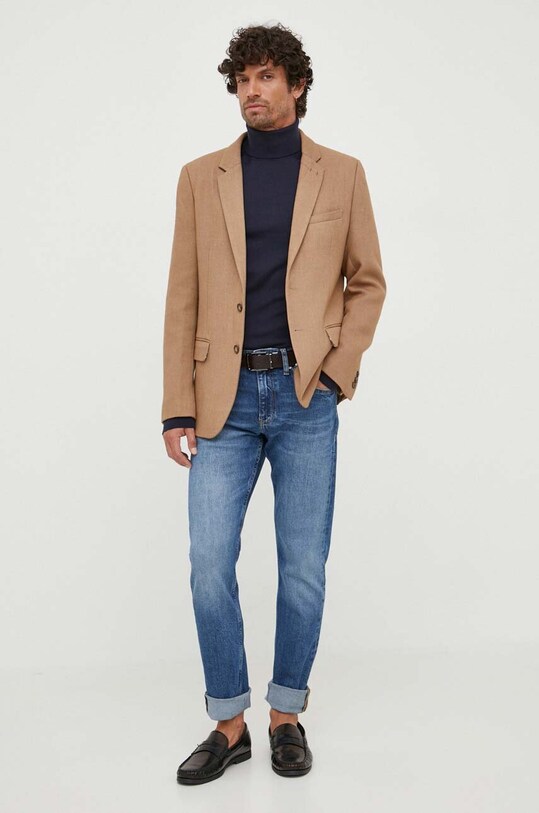 Шерстяной свитер Calvin Klein K10K110420 тёмно-синий AW24