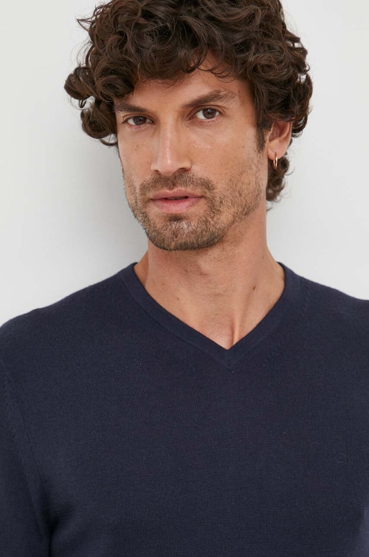 Vlnený sveter Calvin Klein tmavomodrá K10K110423