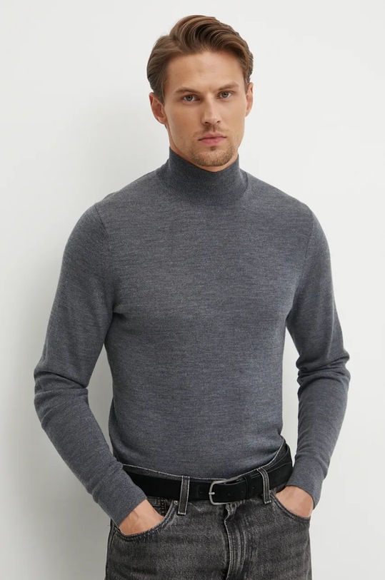 Vlnený sveter Calvin Klein vlna sivá K10K110424