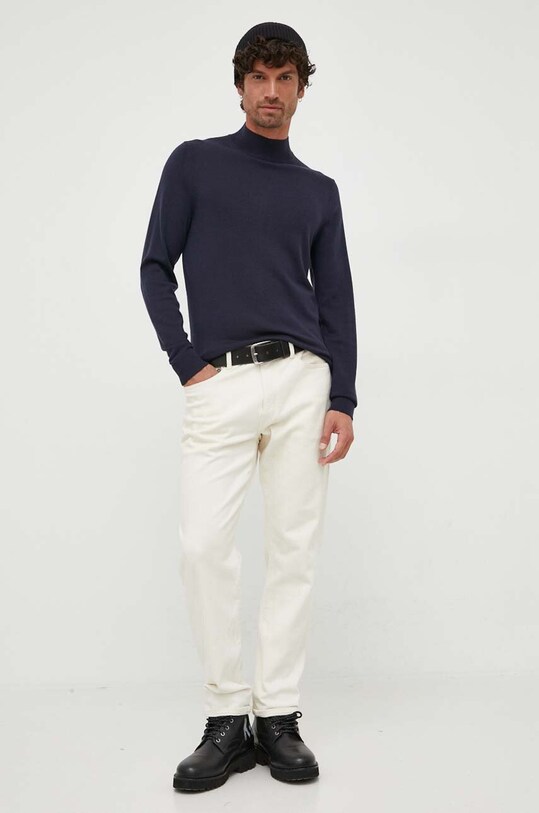 Vlnený sveter Calvin Klein K10K110424 tmavomodrá AW24