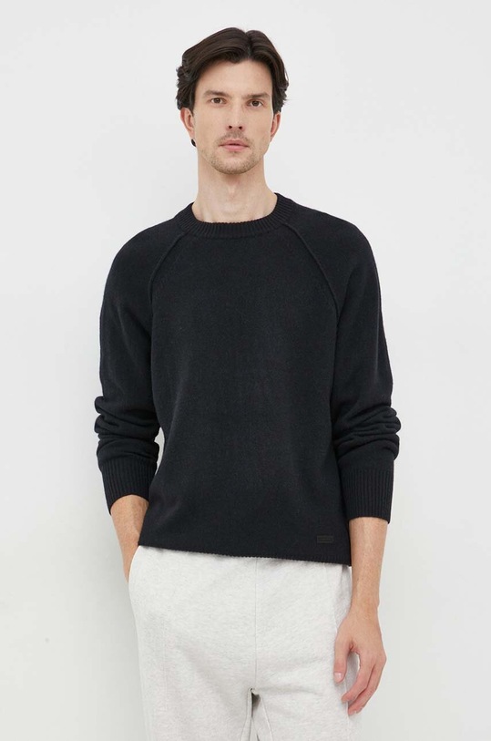 Calvin Klein gyapjú pulóver fekete K10K111954