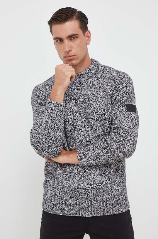 Calvin Klein sweter z domieszką wełny okrągły czarny K10K111959