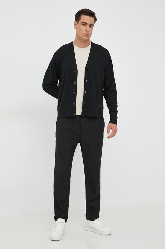 Calvin Klein kardigan wełniany K10K112260 czarny AW23