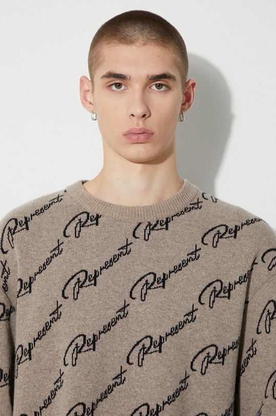 Represent wool jumper Jaquard Sweater MH3010.362 brown