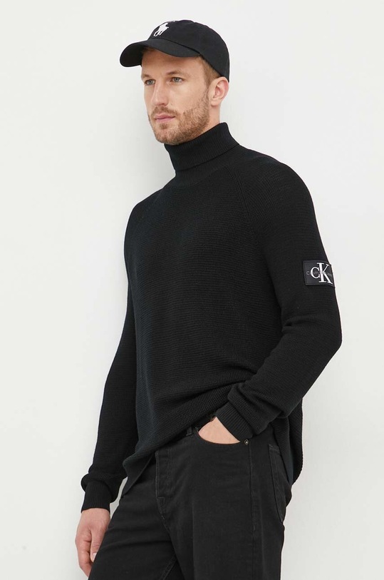 Calvin Klein Jeans sweter wełniany wełna czarny J30J325093