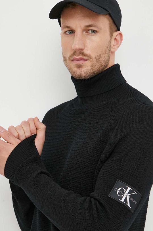 Odzież Calvin Klein Jeans sweter wełniany J30J325093 czarny