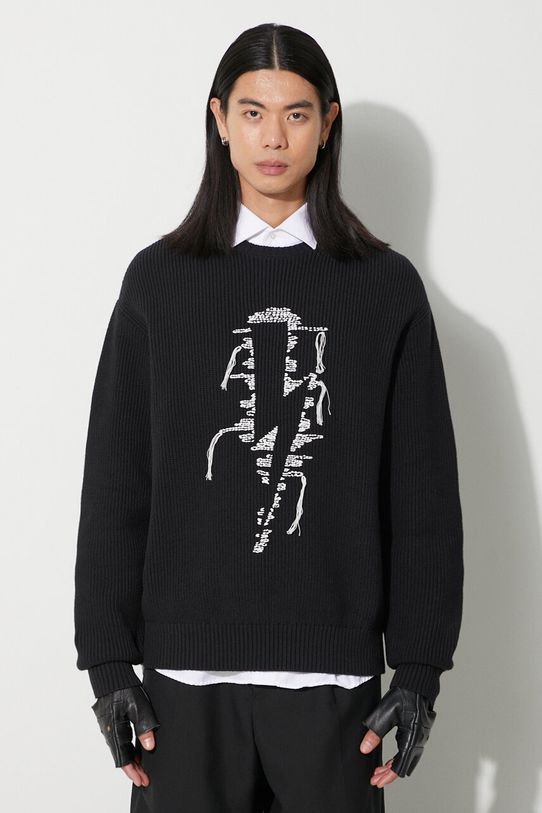 Свитер Neil Barett FLOATING INSIDE OUT THUNDERBOLT аппликация чёрный PBMA159.V608.042