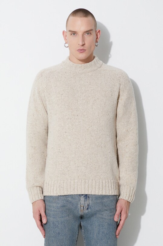 Universal Works wool jumper Vincent Turtle Neck melange beige 29472