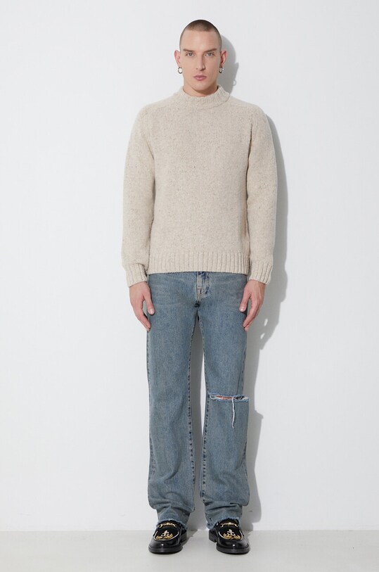 Universal Works wool jumper Vincent Turtle Neck 29472 beige AW23