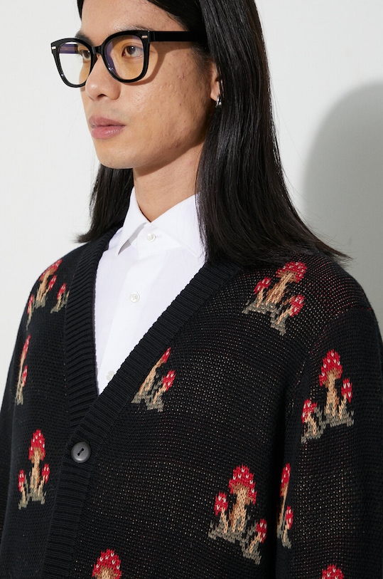 Corridor kardigan bawełniany Mushroom K12 Cardigan SW0106 czarny
