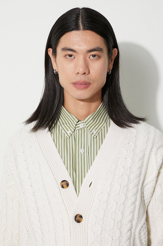 Drôle de Monsieur kardigan wełniany Le Cardigan Torsades C.CA113.WO018.CM beżowy