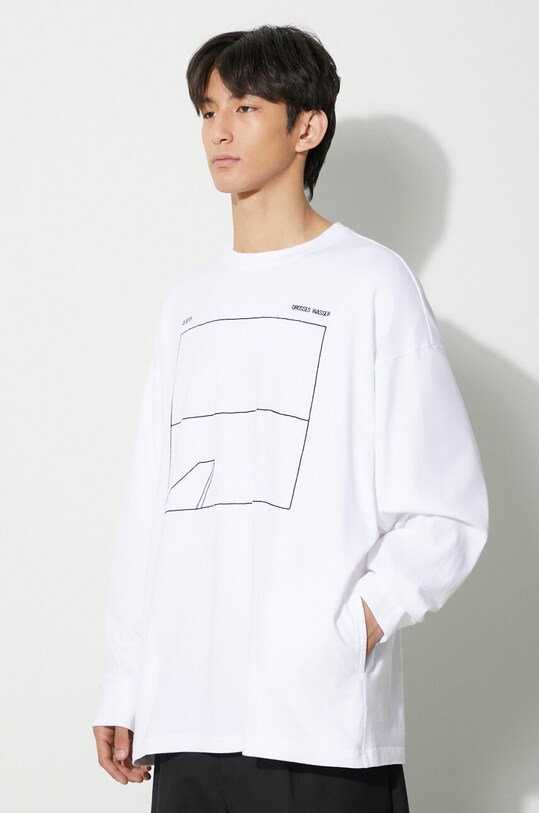 Bavlněné tričko s dlouhým rukávem Undercover Sweatshirt bílá UC2C4807.2