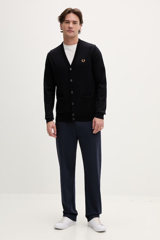 Fred Perry kardigan wełniany K9551.795 granatowy AW23