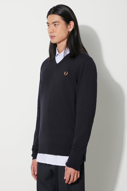 Fred Perry sweter wełniany granatowy K9600.795