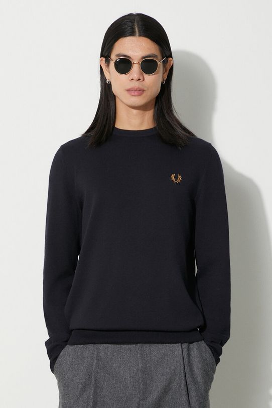 Fred Perry maglione in lana applique blu navy K9601.795