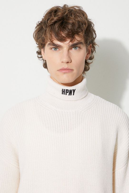 Вълнен пуловер Heron Preston Hpny Knit Rollneck бежов HMHA006F23KNI0010410