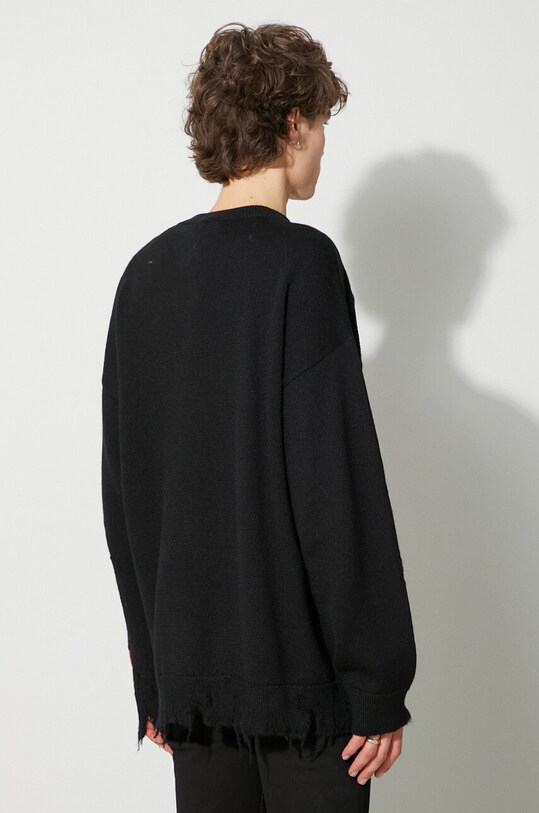 Одежда Шерстяной свитер Heron Preston Shredded Knit Crewneck HMHE011F23KNI0011001 чёрный