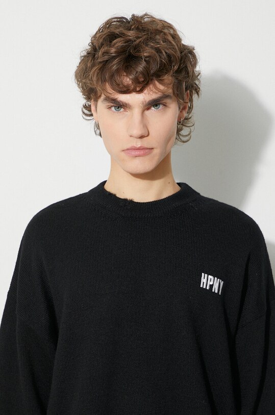 Шерстяной свитер Heron Preston Shredded Knit Crewneck HMHE011F23KNI0011001 чёрный