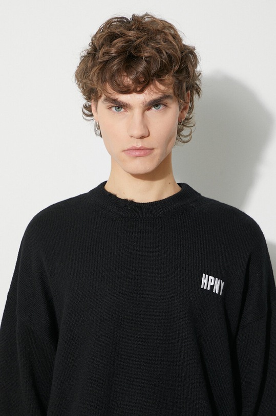 Vuneni pulover Heron Preston Shredded Knit Crewneck HMHE011F23KNI0011001 crna