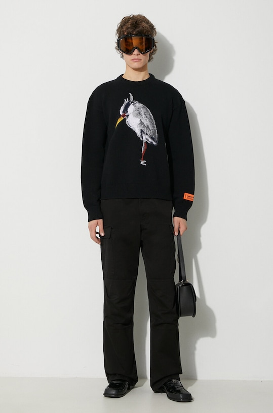 Heron Preston wool jumper Heron Bird Knit Crewneck HMHE013F23KNI0031009 black AW23