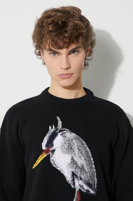 Heron Preston wool jumper Heron Bird Knit Crewneck HMHE013F23KNI0031009 black