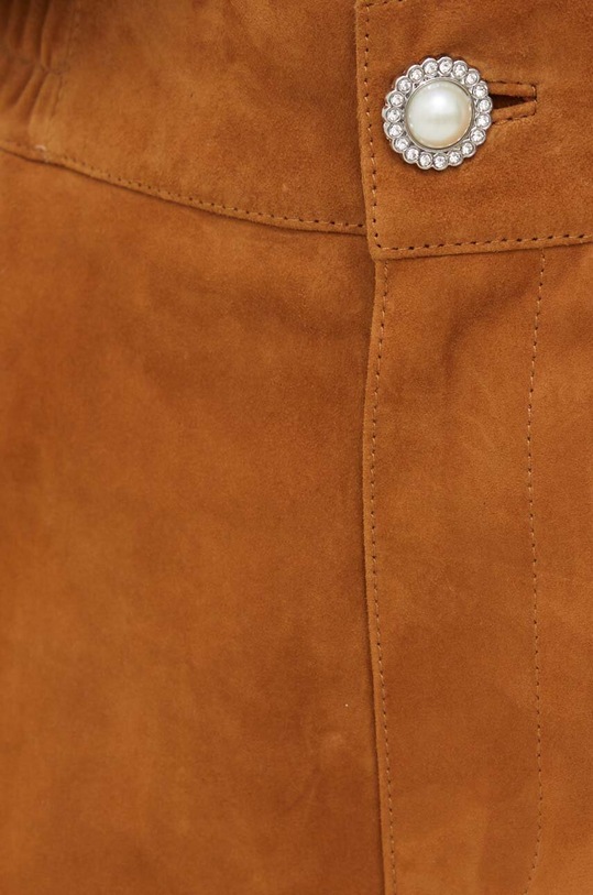 Custommade pantaloni scurți din piele întoarsă maro 999589715