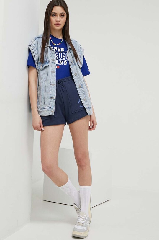 Tommy Jeans pantaloni scurti din bumbac DW0DW15870 bleumarin AW23